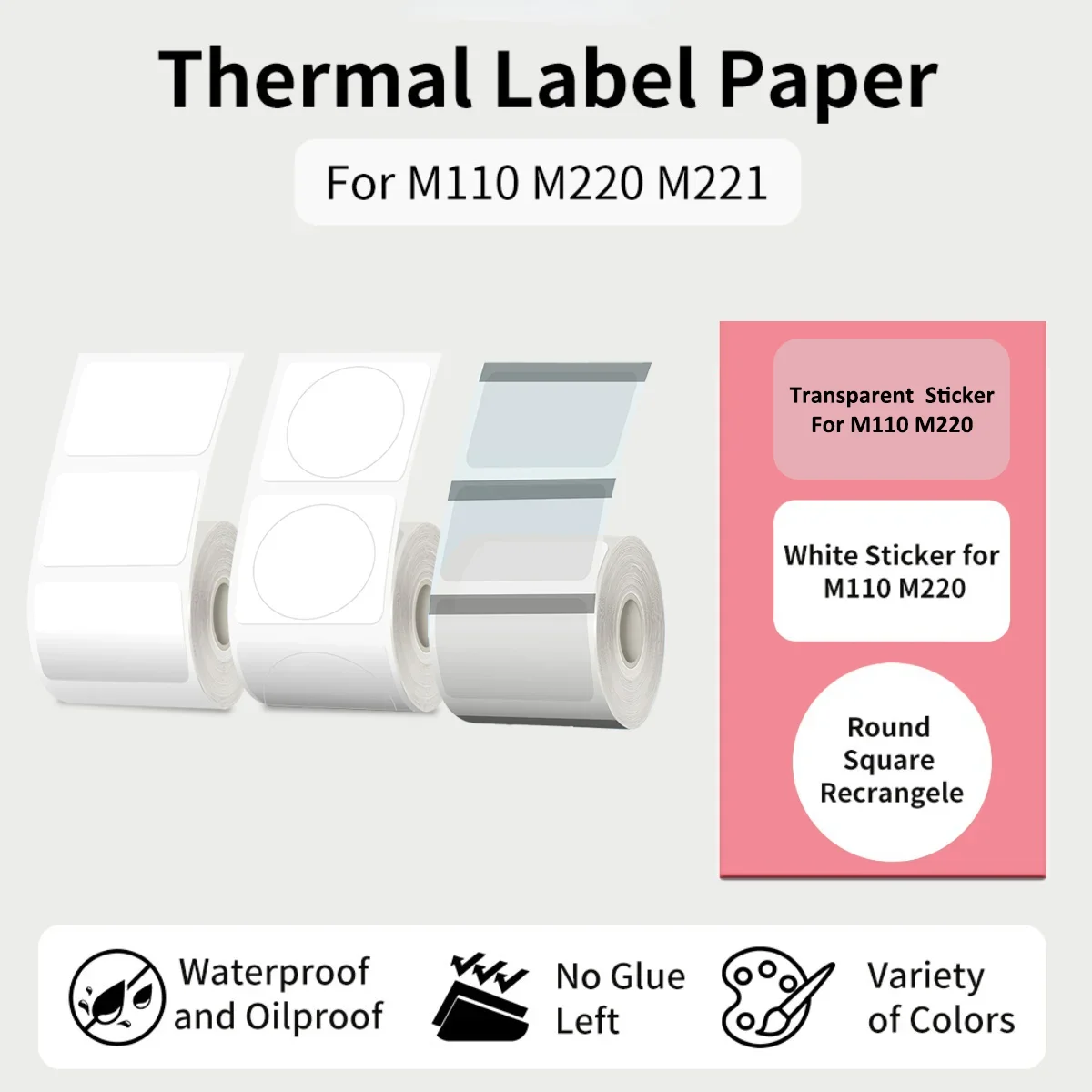 Thermal Labels Paper Sticker White and Transparent Labels Paper For M110/M221/M220/M120/M200/M110S For Logo,Address