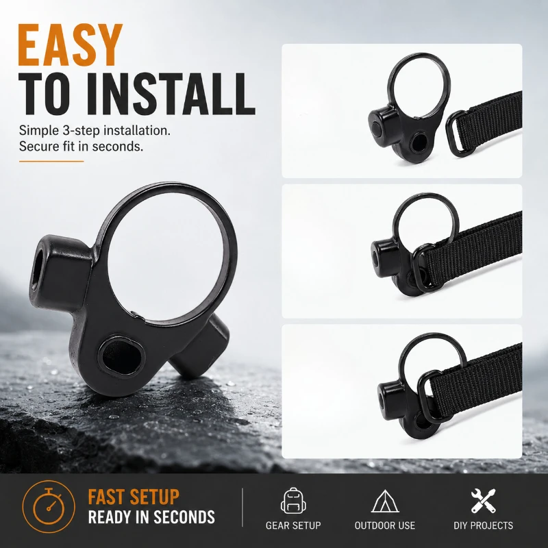Sturdy Metal Quick Detach Sling Swivel Ring Anti‑Corrosion Surface Treatment Outdoor DIY Assembly Hardware Accessory
