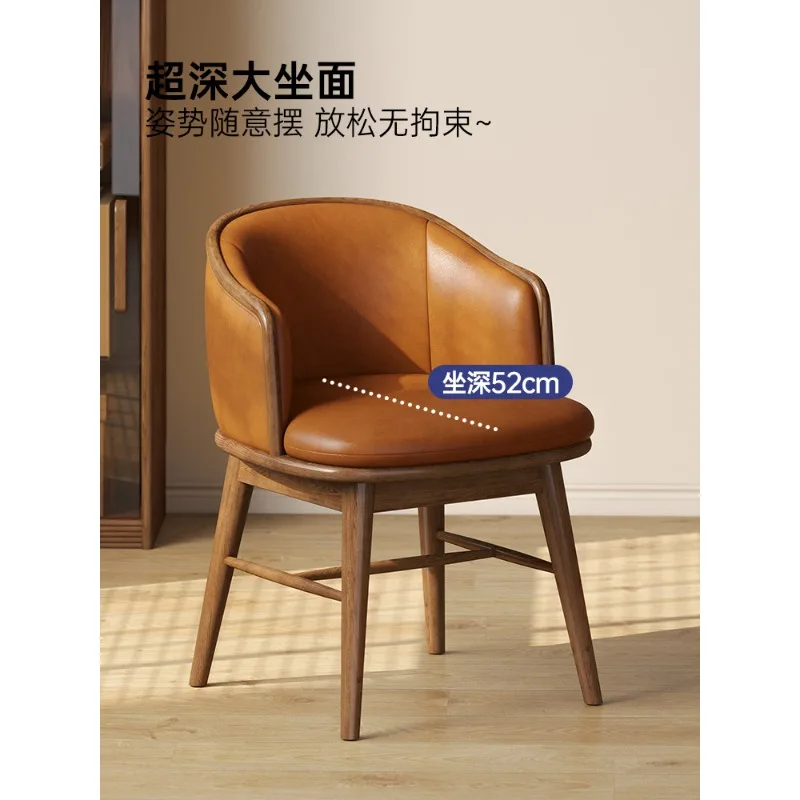 Cadeira de jantar de madeira maciça escritório casa moderno simples restaurante cadeira traseira cadeira de lazer cor nogueira preta