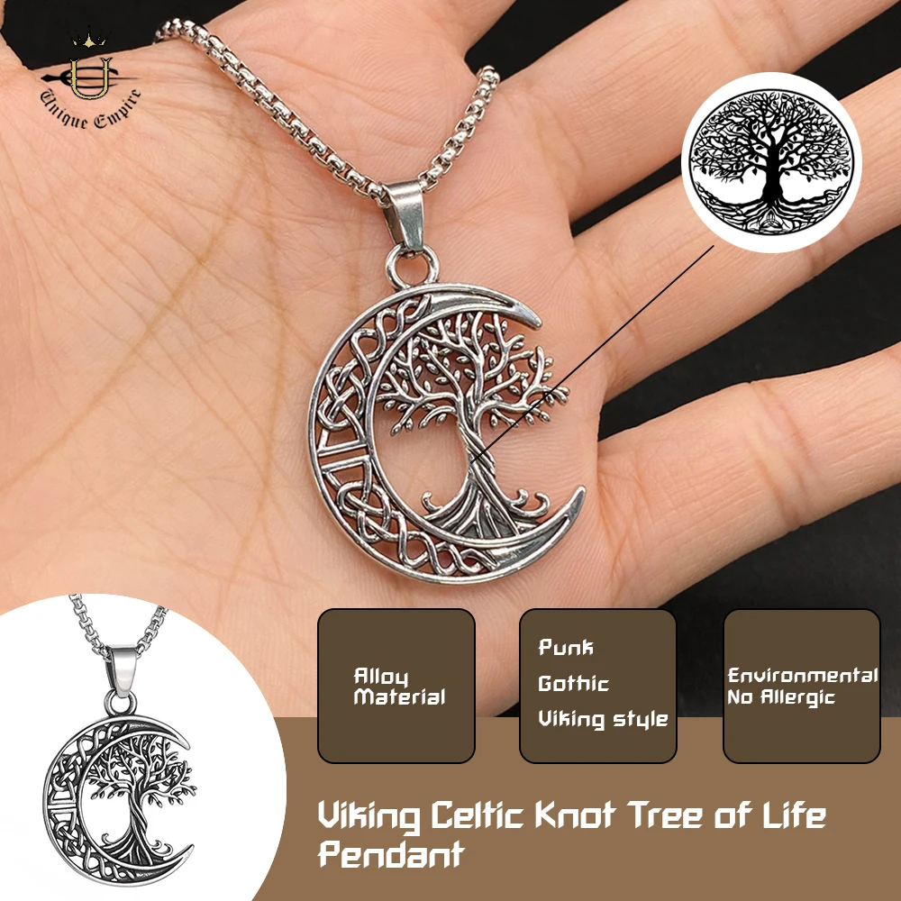 

Унисекс ручной работы скандинавский викинг кельтский узел Yggdrasil кулон ожерелье полая луна Древо жизни художественное украшение ювелирные изделия