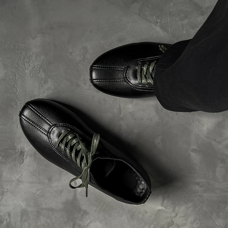 

Мужские повседневные кожаные туфли в стиле ретро, удобные рабочие туфли на плоской подошве, черные винтажные тренировочные туфли в британском стиле