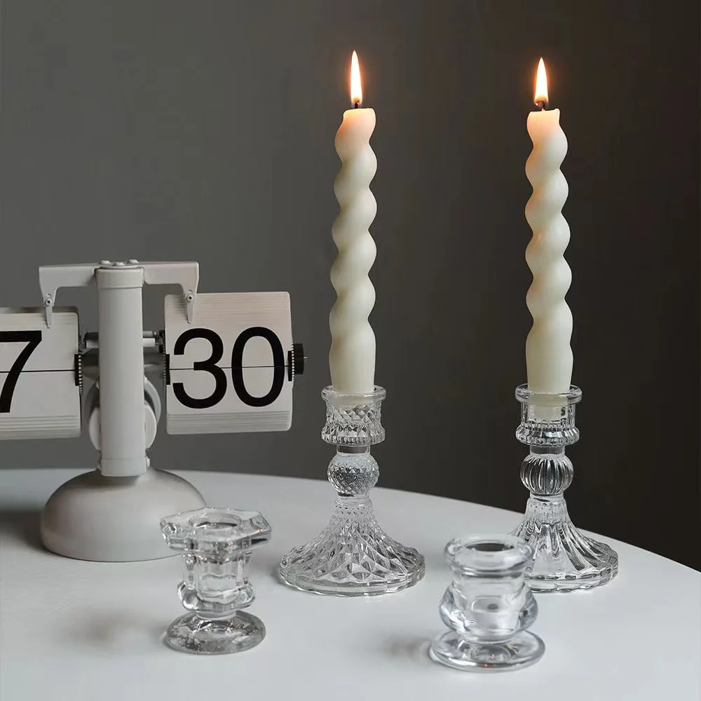 Home Decor Glass Candlestick Wedding Centerpiece Candle Holders Hotel Table Centerpiece Candle Stand Anniversary Dinner Ornament