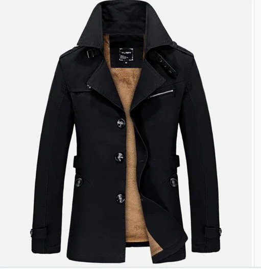 2023 Winter jacken Männer Business Casual Baumwolle Turn-Down Kragen Mann Wind jacke solide Wind jacke männliche Männer Kleidung Trenchcoat