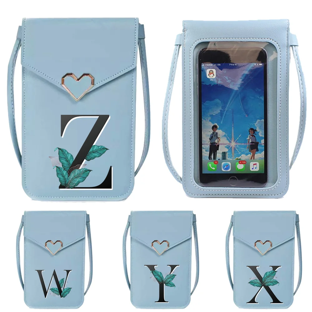 

Portable Mobile Phone Bag Universal Transparent Touch Screen Phone Bags Commute Women Shopping Leaf Letter Series Crossbody Bag