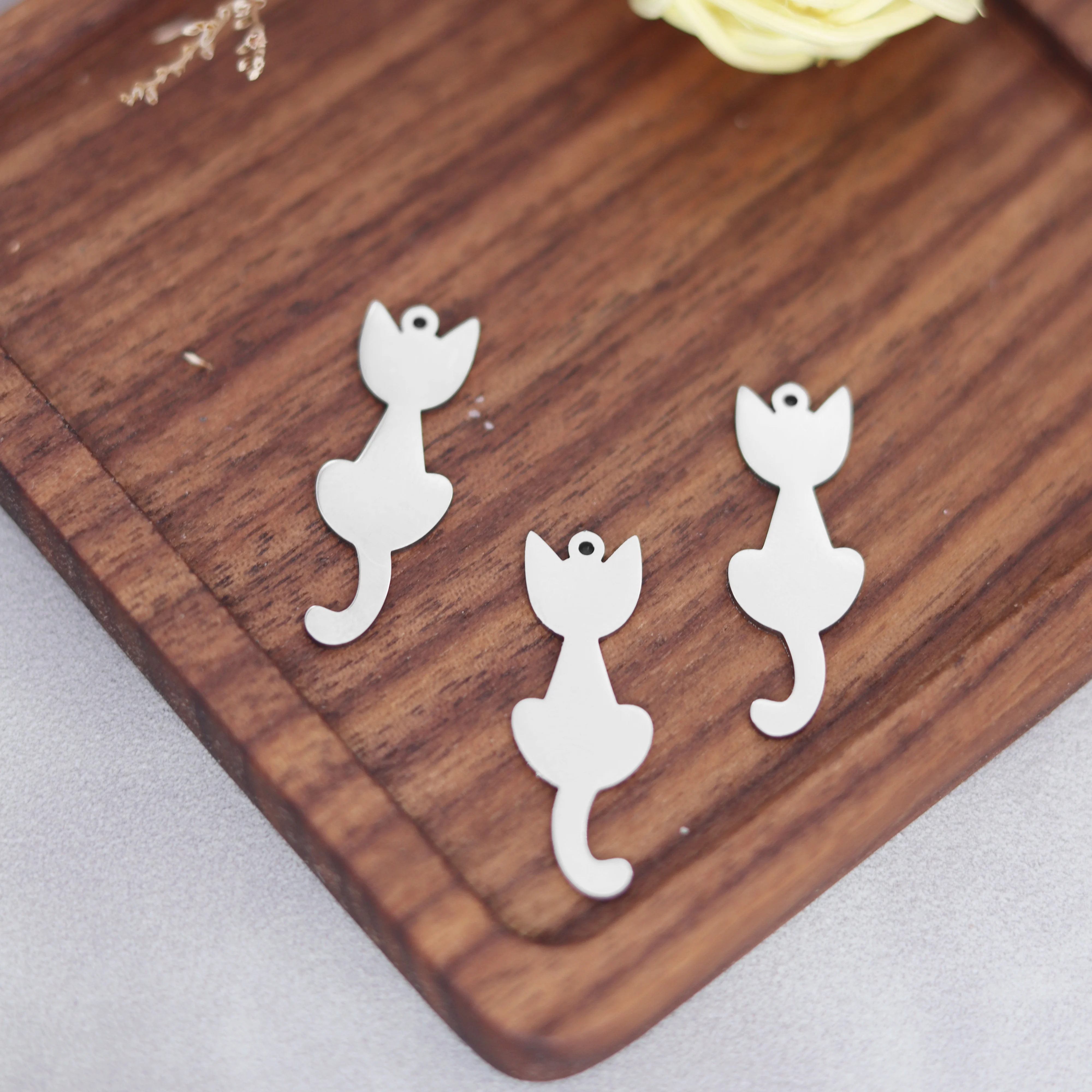 3pcs Cute Kitten Lucky Dog Pet Charms Stainless Steel Pendant for Jewelry Making Bracelets Earrings Kids Gifts diy Accessories