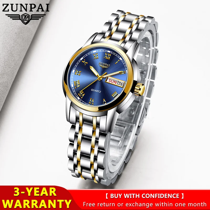 ZUNPAI Origina Ladies Watch Rose Gold Top Luxury Brand Leather Watch Female Trend Fashion Waterproof Luminous Wristwatches