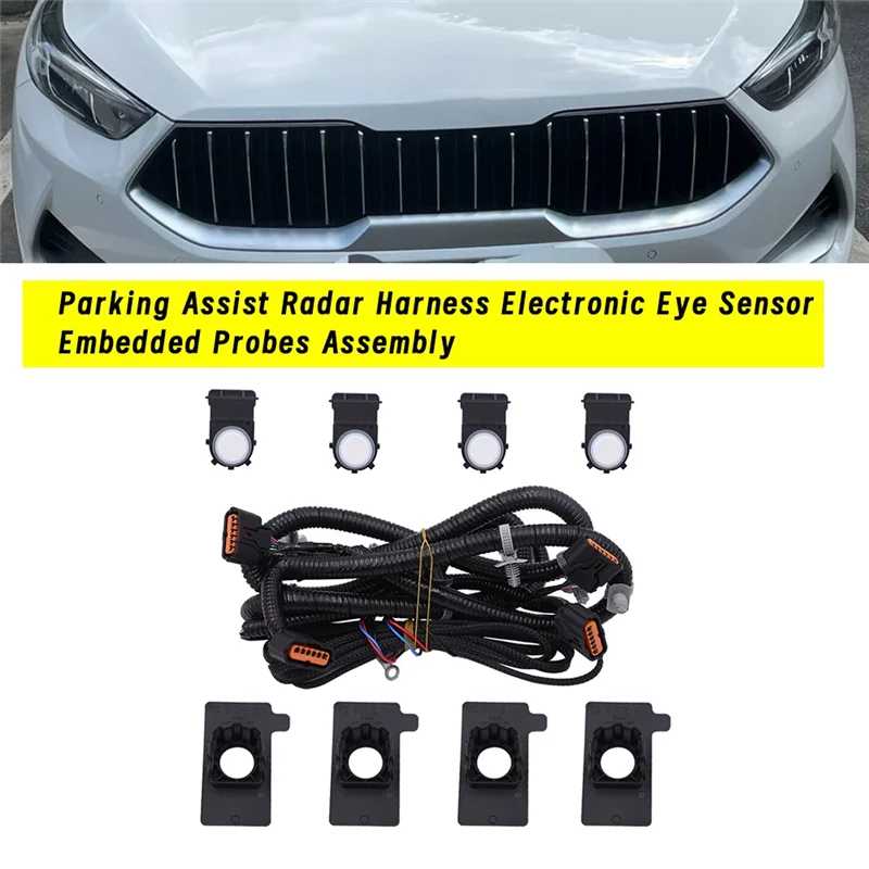 1Set Car Front Radar Harness +Electronic Eye Sensor+Embedded Probes For Kia K3 2019-2024 Parking Assist Radar Assembly Parts
