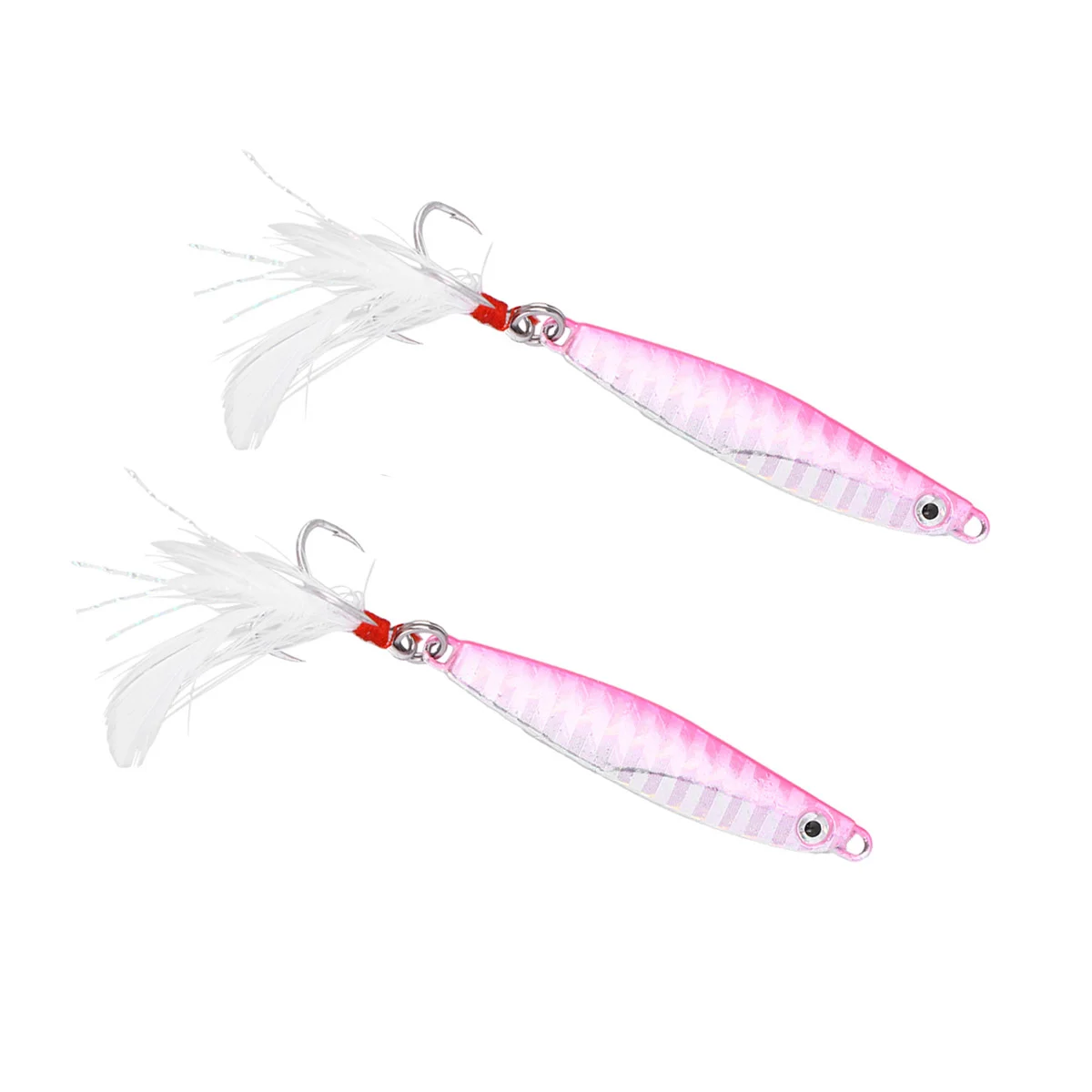 2Pcs Fishing Lures Metal Fishing Baits Sets Artificial Hard Bait Treble Hooks Spanish Mackerel (Pink)