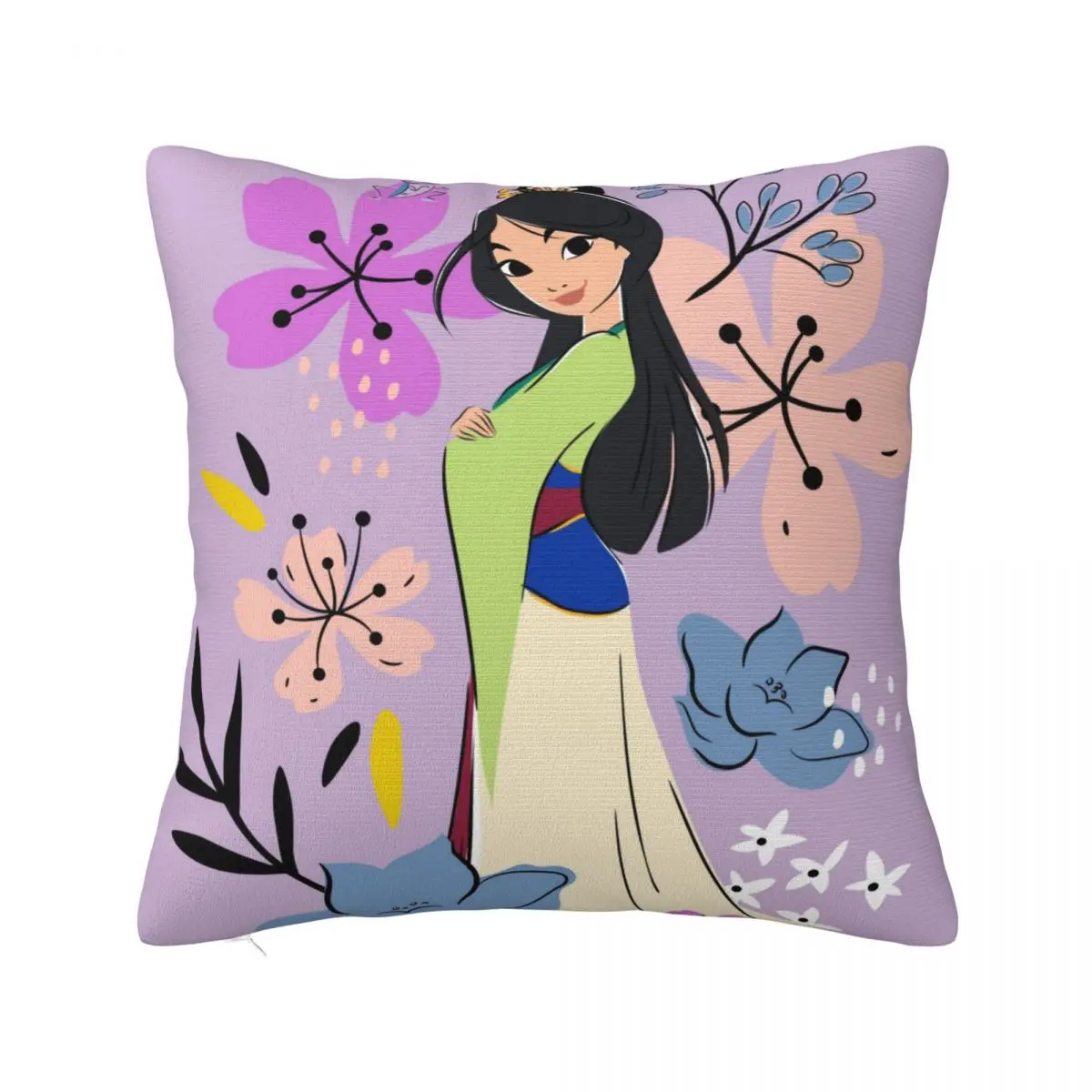 Princess Mulan In The Garden Pillowcase Soft Polyester Cushion Cover Decorative Throw Pillow Case Cover Home Square 18