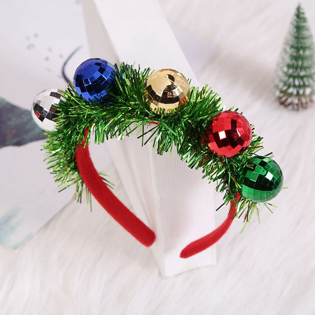 2 Pcs Holiday Hair Band Christmas Headpiece Outdoor Decoration The Banner Spotlight Ball Headband Garland