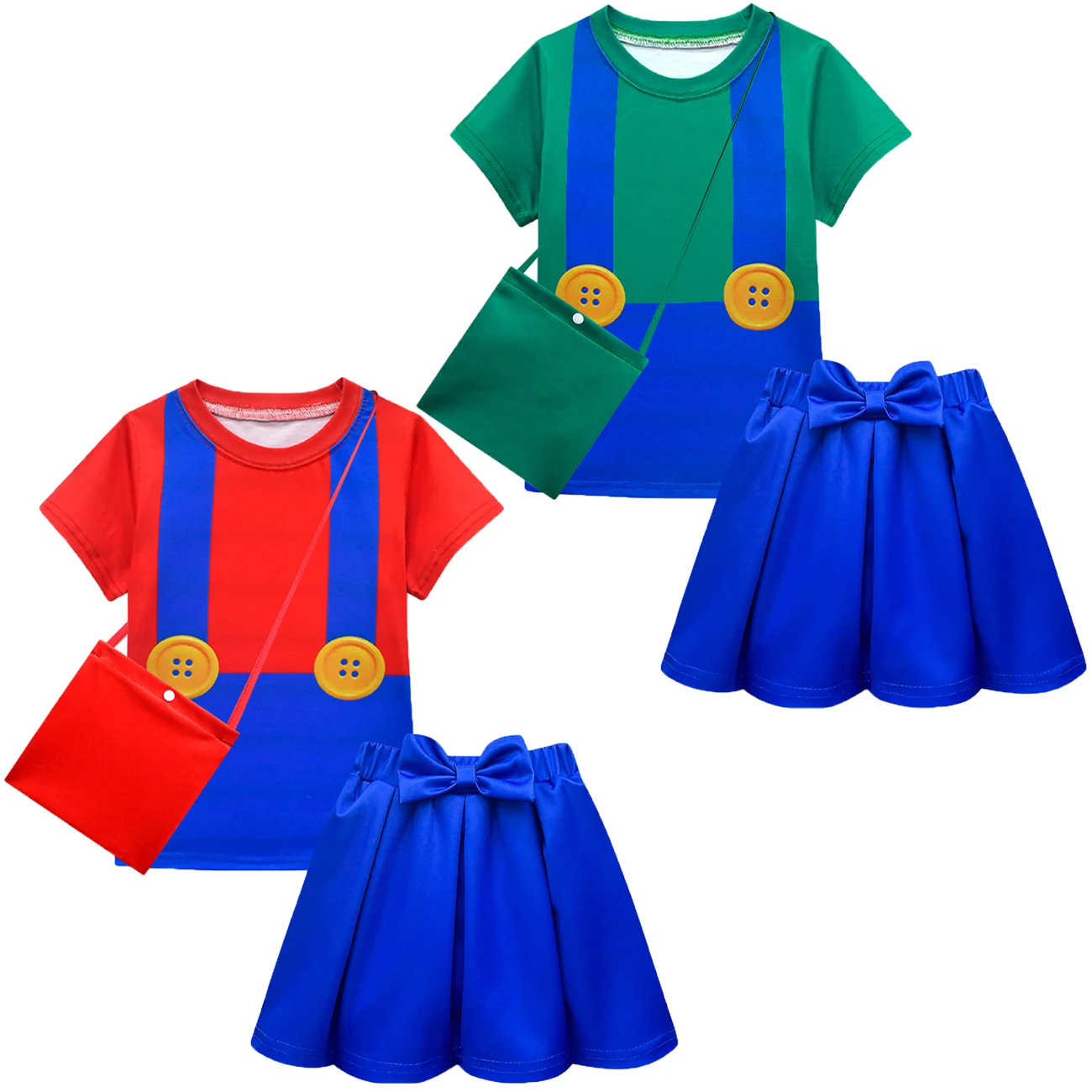 Baby Girls T-shirts and Skirts Summer Cosplay Fancy Costume Kids Carnival Christmas Marioh Clothing Disguise Children Vestido