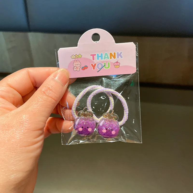 New Glow in The Dark Kids Shiny Hair Ties Fruit Animal Cartoon Elastic Bands Cute Children Mini Hair Elastics