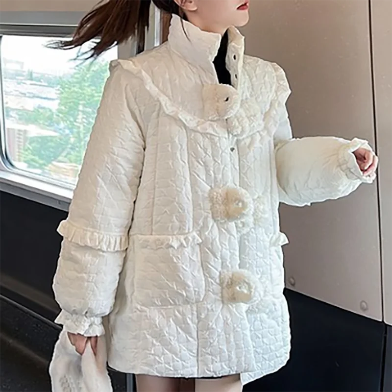 2023 Winter Frauen lose Baumwolle Mantel süße elegante Mode lässige Einfachheit verdicken Parkas weibliche koreanische warme neue Jacke