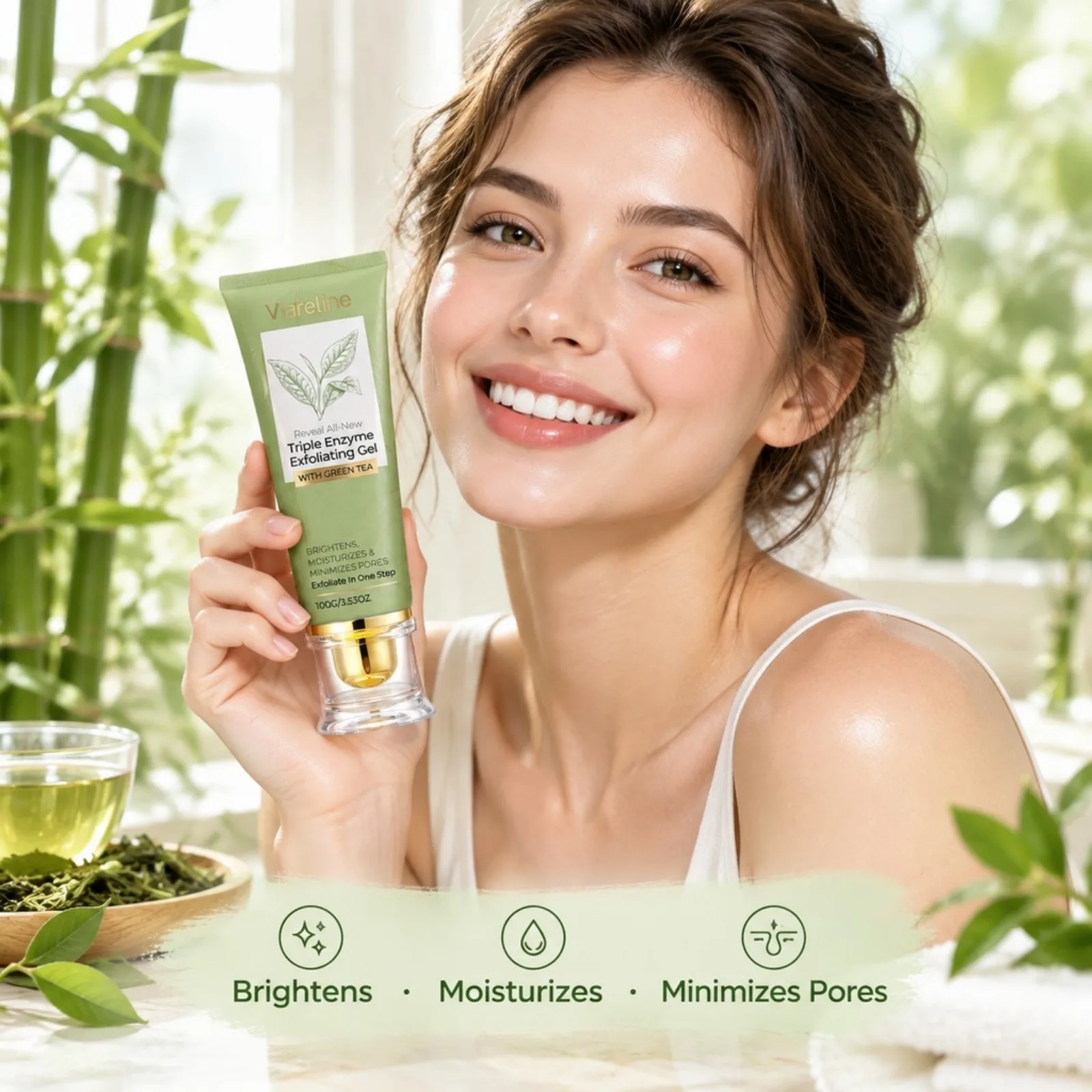 Green Tea Gentle Face Peeling Gel Deep Cleansing Moisturizing Exfoliating Gel Brightening Smooth Face Scrub Cream Plant Formula