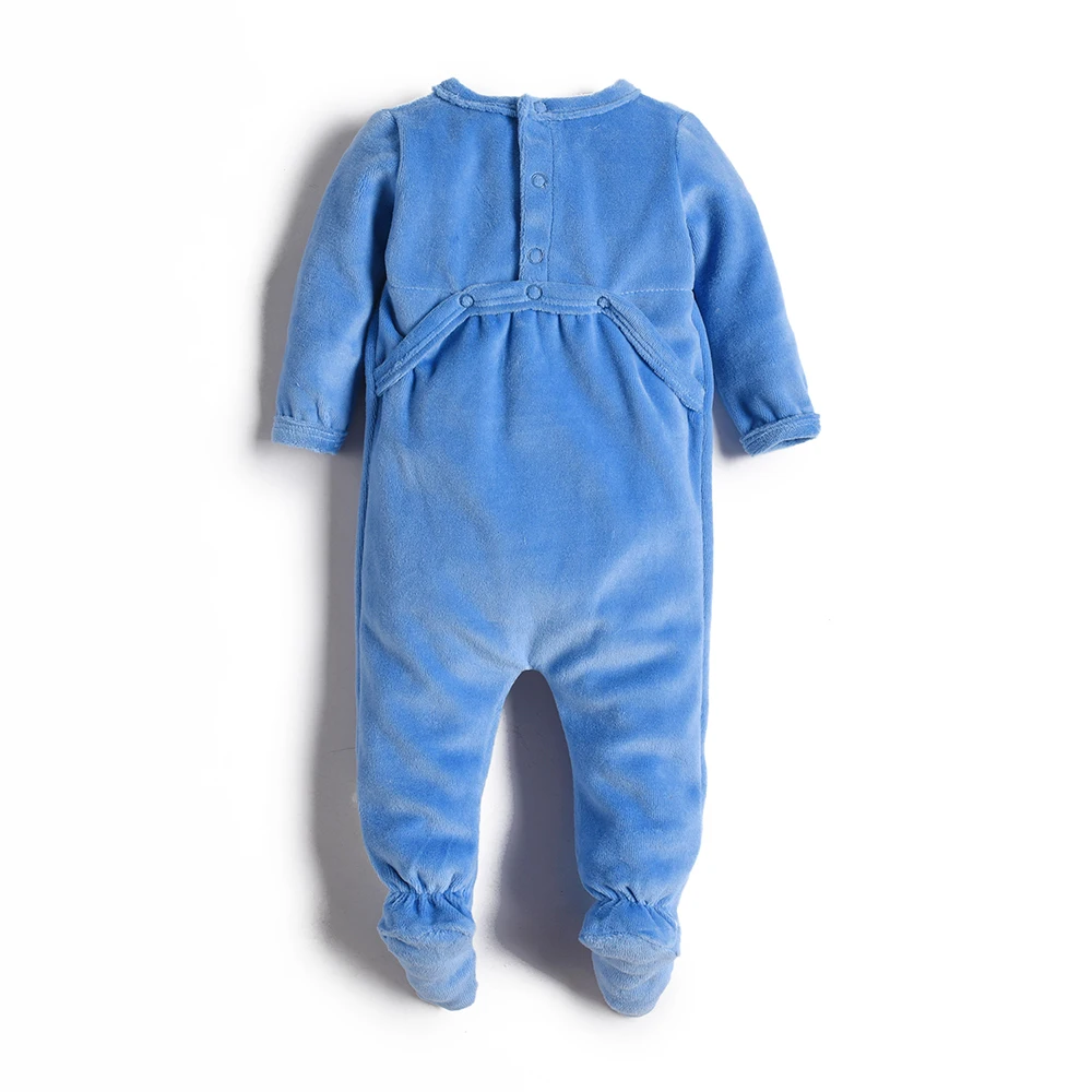 Newborns Baby Autumn Boys Bodysuit Girls Rompers Footie Chlidren Clothes Velvets Blue Jumpsuits Rompers Infant Spring Clothing