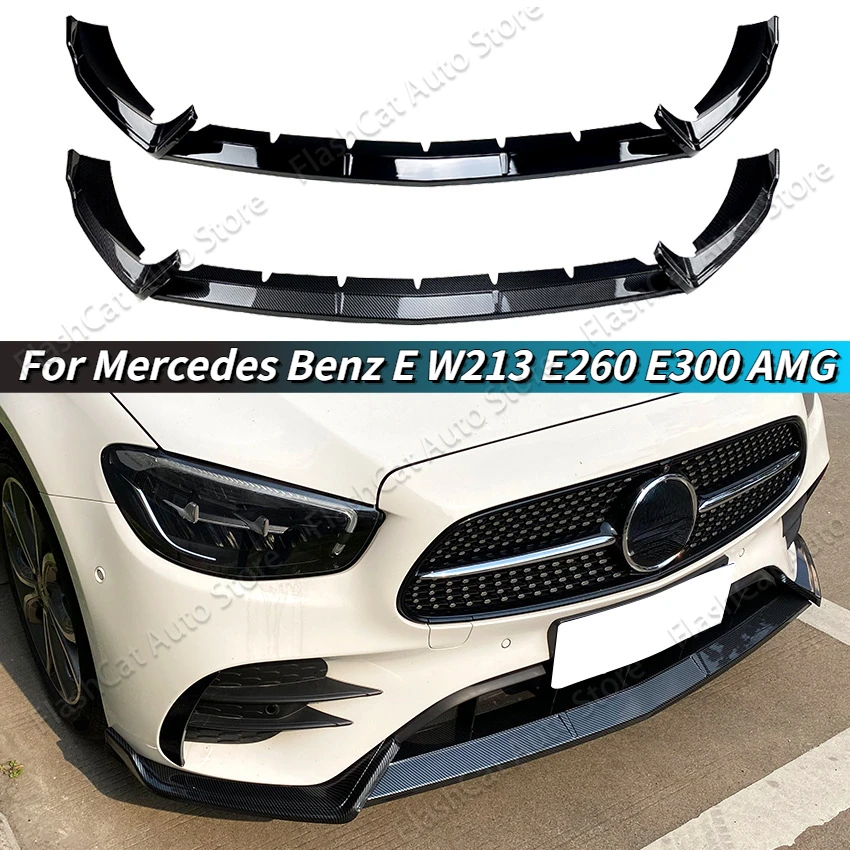 

For Mercedes Benz E Class W213 E260 E300 AMG 2021-2023 Car Front Bumper Lip Splitter Spoiler Lower Lip Splitter Guard Body Kit