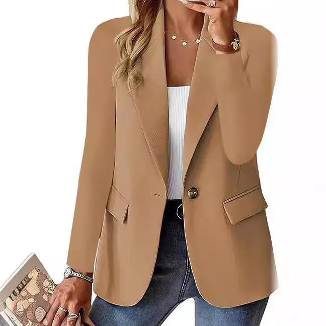 

Women's Long Sweater Cardigan Small Suit Jaet Casual Busin Polyester Fiber Color Pattern Regular Sve Length