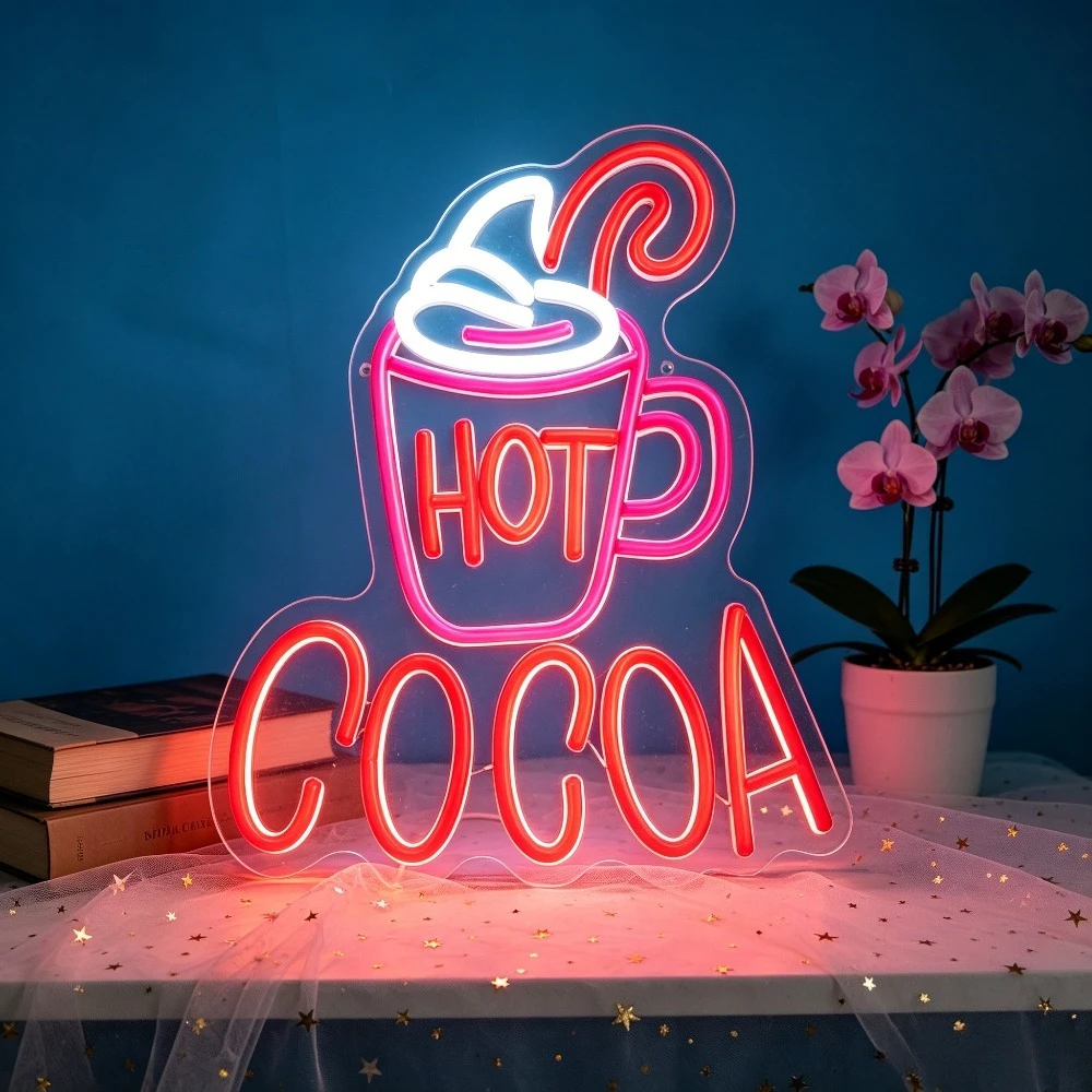 Letrero Luminoso LED USB Regulable con Diseño de Taza de Chocolate Caliente para Cafetería, Tienda de Chocolate, Tienda de Té con Leche, Sala de Estar, Decoración de Fiestas, Regalo de Inauguración