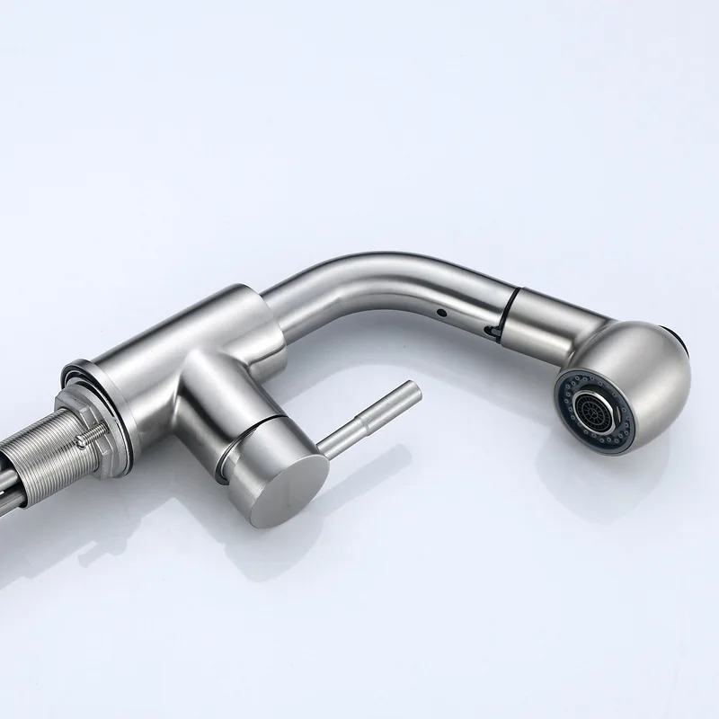 

304 Stainless Steel Basin Faucet with Adjustable Lifting and Rotating Hot and Cold Washbasin ML-G4306