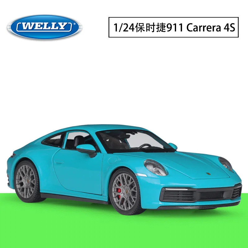 

WELLY 1:24 Porsche 911 Carrera 4S Simulation Alloy Car Model Collection Ornament Garage DIY Scene Matching Toy Handmade Gift