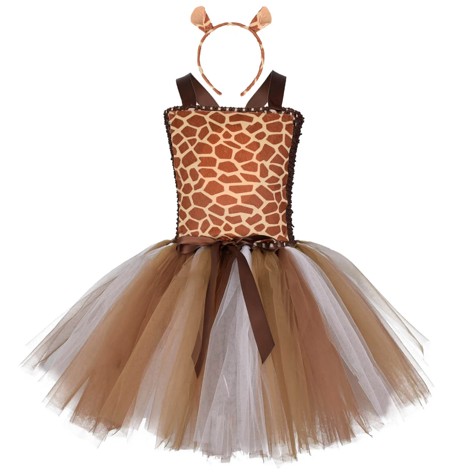 

Giraffe Girls Tutu Dress Outfit Zoo Animal Kids Christmas Costumes Toddler Girl Performance Birthday Jungle Party Dress Set