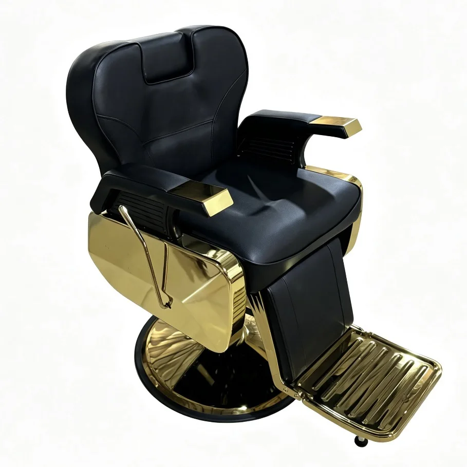 

Gold-plated reclining hair salon chair Rotating metal hair salon chair Beauty salon chair