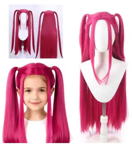 2025Devil Hunter violet noir rouge cheveux longs Mira Rumi Zoe Kpop enfants fille Cosplay perruque Halloween Cosplay accessoire