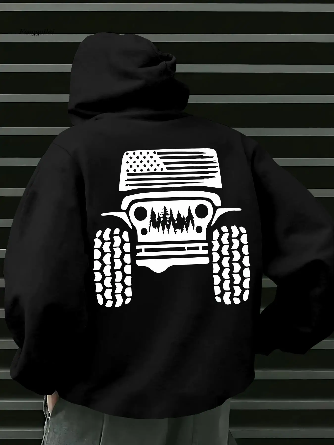 

Вдохновленная толстовка с капюшоном для внедорожников — прочный зимний пуловер с логотипом, черно-белый дизайн