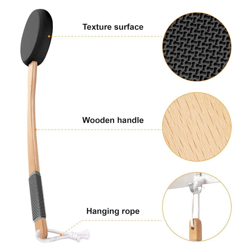 SSR Back Lotion Applicator with Long Handle and 4 Replaceable Pads, Ideal for Young People and the Elderly-Black.