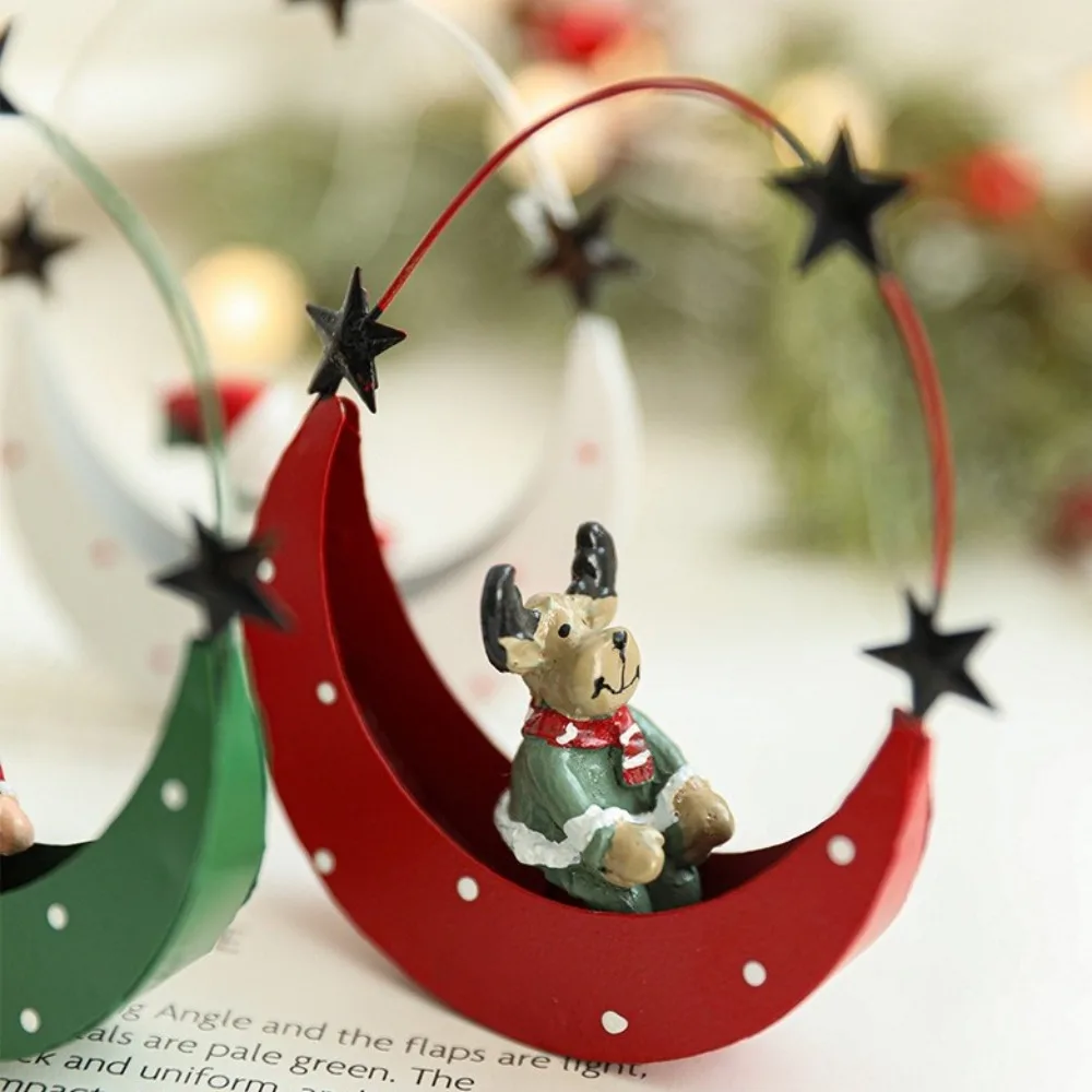 Artistic Moon Boat Hanging Decors Moon Boat Iron Craft Unique Pendant Eye Catching Durable Snowman Christmas Tree Decorations