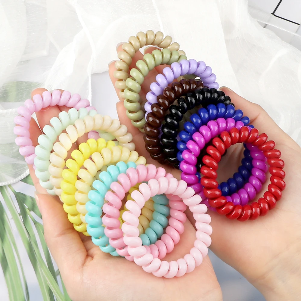 5Pc/Lot Women Hair Bands Accessories Colorful Telephone Wire Elastic Hair Tie Spiral Cord Rubber Band Girl Premium Scrunchie Gum