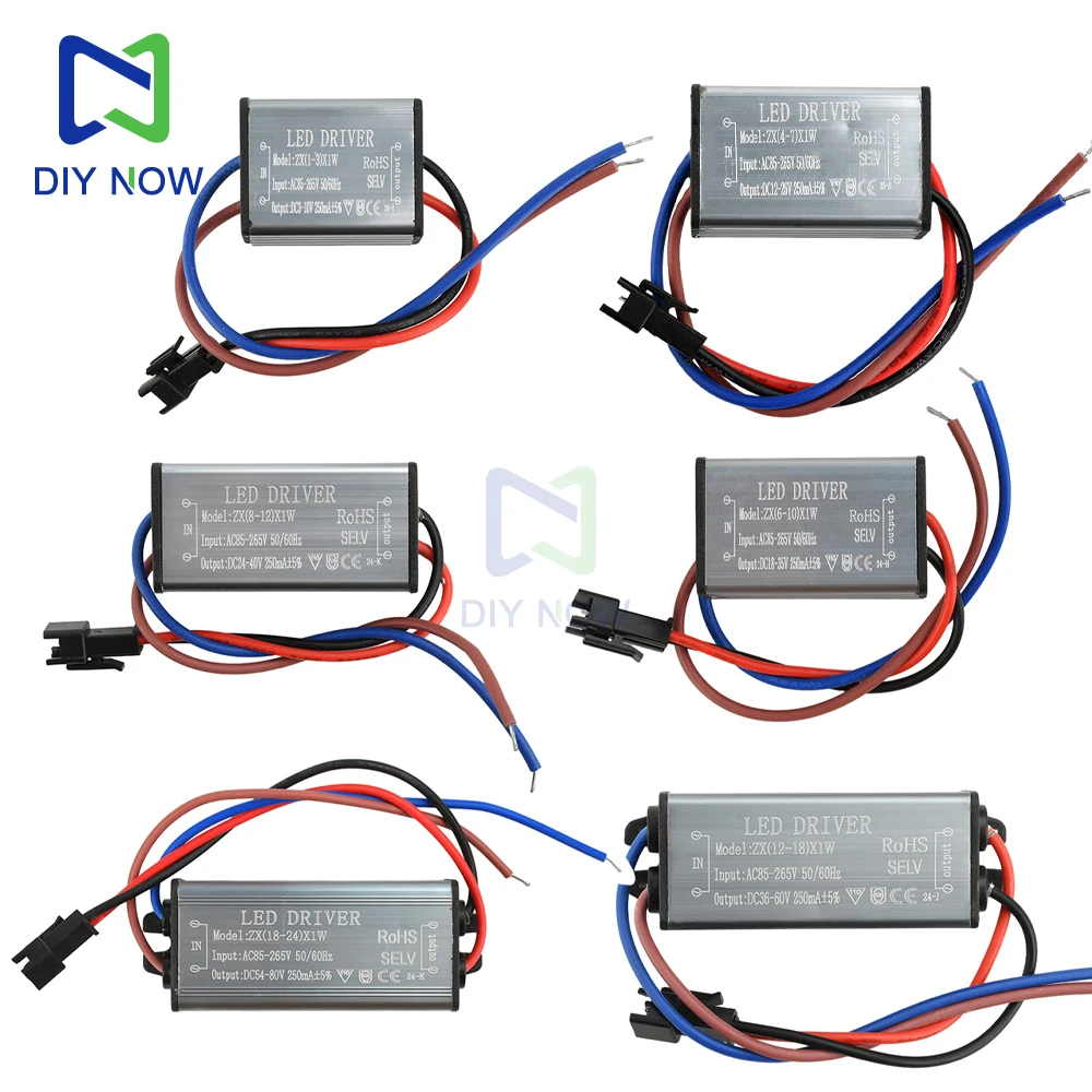 

LED Waterproof Driver 1-3W 6-10W 8-12W 12-18W 18-24W Ac85-265V Dc54-80V LED Driver 250ma Outdoor Wall Light Floodlight Ballast