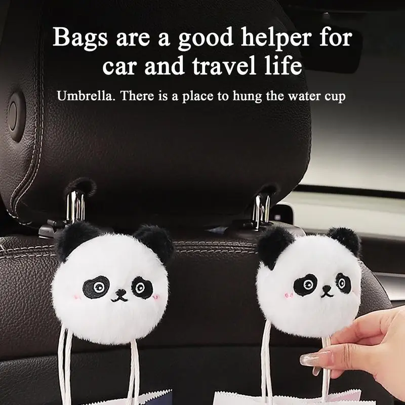 Car Seat Headrest Hook Vehicle Storage Panda Seat Back Hanger Multifunctional Headrest Hook For Car Garbage Bag Holder For Car