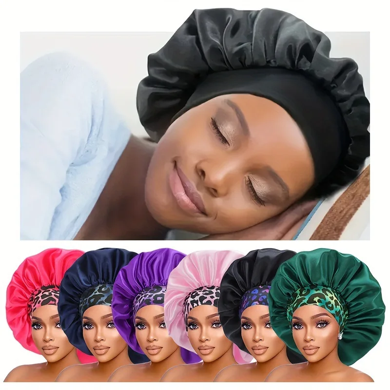 New Hot-selling High-elastic Nightcap, Wide-brimmed Satin Milk Silk Nightcap, Comfortable and Breathable Hair Scarf