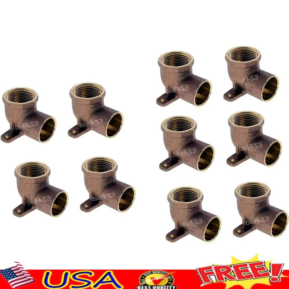 

Набор из 10 шт., 1/2 дюйма, бессвинцовый латунный фитинг для ушей, медный пот x установка для душа с внутренней резьбой