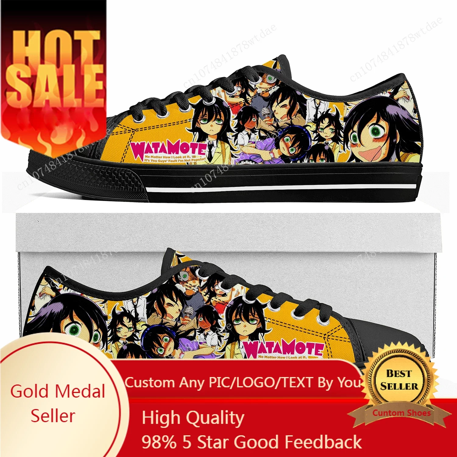 

Watamote Kuroki Tomoko Low Top Sneakers Womens Mens Teenager High Quality Canvas Sneaker Casual Anime Cartoon Customize Shoes