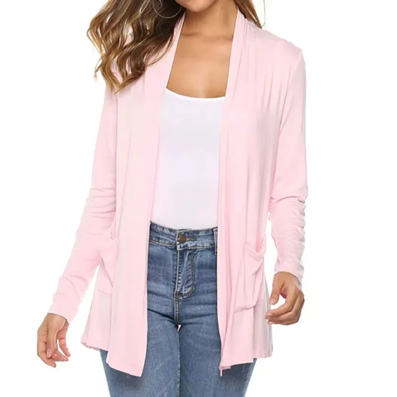 Womens Knit Cardigan Loose With Pockets Versatile For Daily Commute Outdoor Home Wear