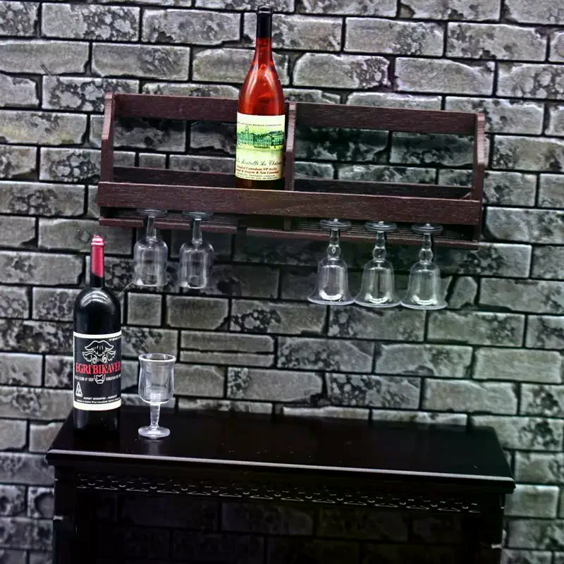 1 مجموعة دمية لعبة محاكاة الحائط النبيذ الرف كأس الرف مصغرة معلقة رف شاشة نموذج اللعب منزل لعبة ديكور طفل هدية #4