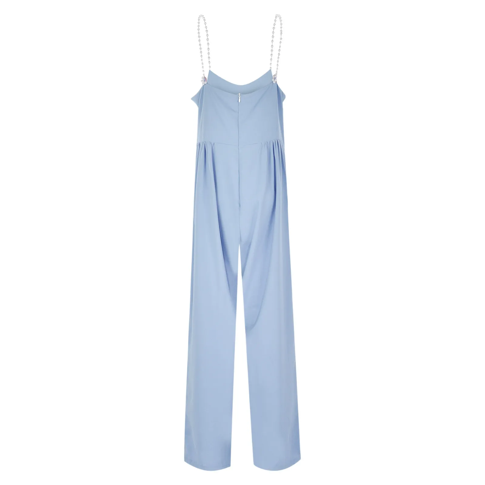 Summer Elegant Women Jumpsuit Casual Solid Color Two Pearl Strap Overalls V Neck High Waist Tube Pants Dressy Rompers Jumpsuit