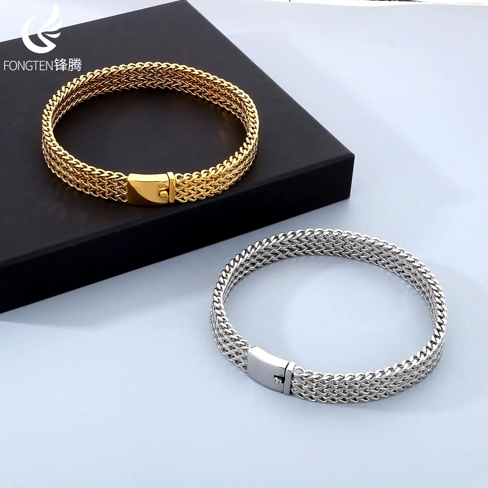 

Fongten Vacuum Electroplated Men's Women's Stainless Steel Necklace Traditional Craft Weaving Chain Jewelry Valentine's Day Gift
