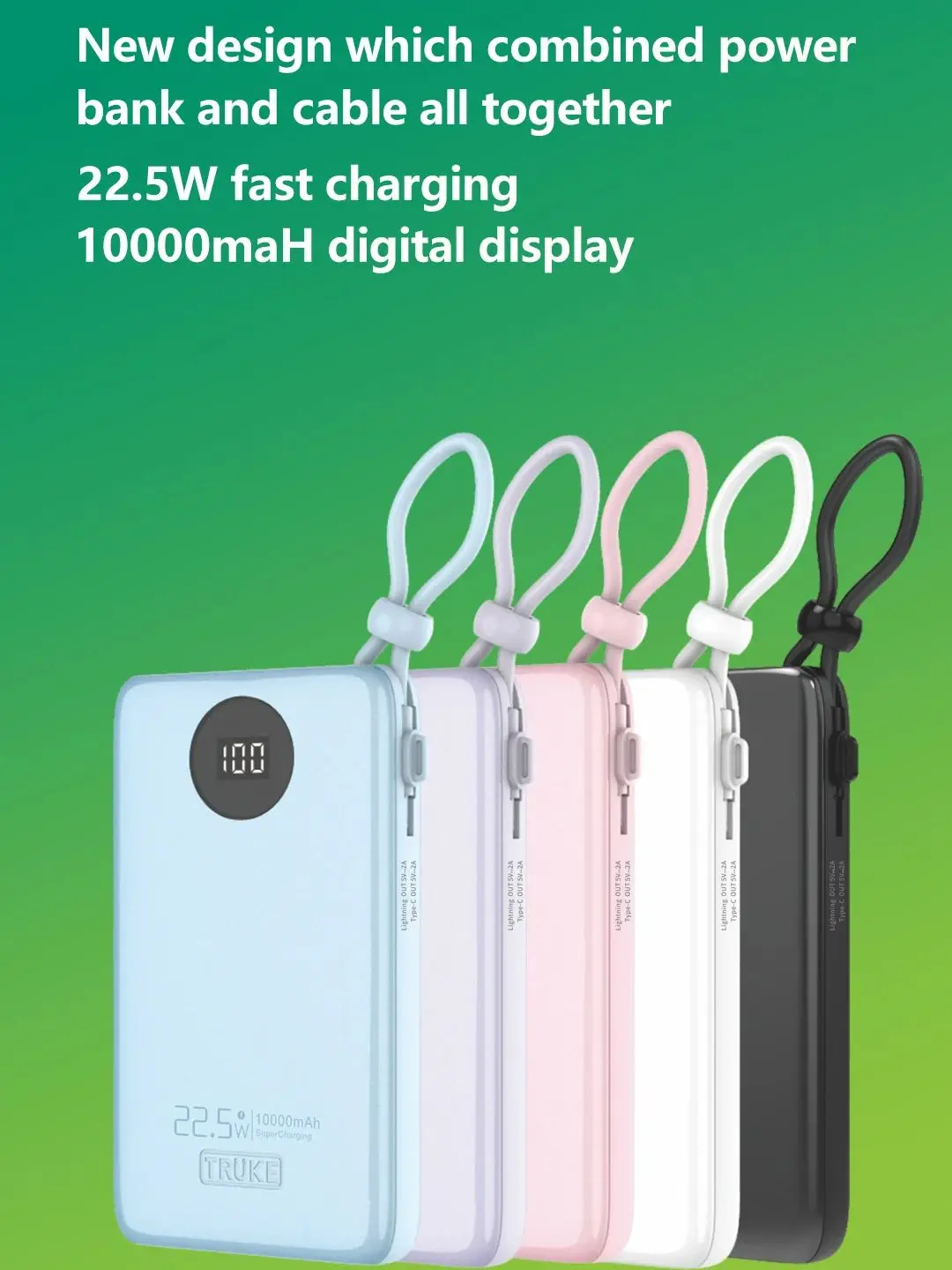 Truke HY108P Mini Digital Display Fas tCharging 10000mAh Power Bank For iPhone15 Xiaomi Huawei Samsung