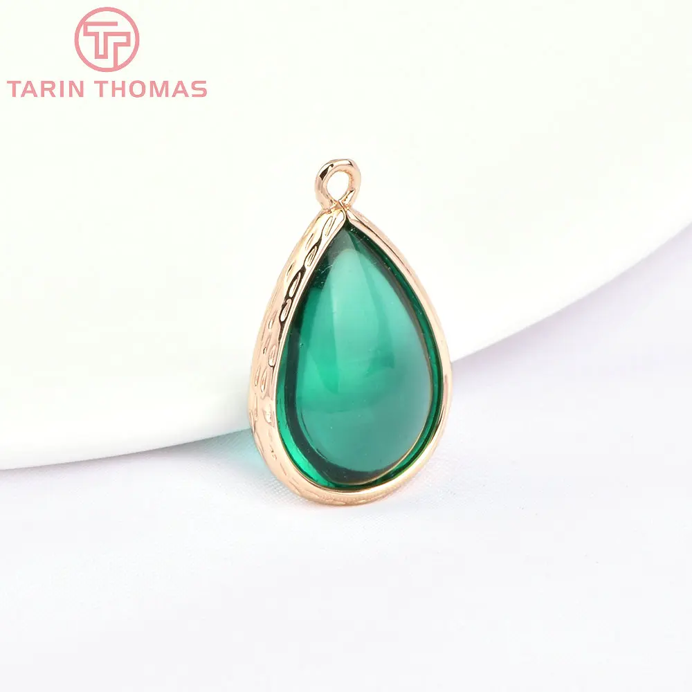 (4122)10PCS 22x14MM 24K Champagner Gold Farbe Messing und Glas Tear Drop Form Charms Anhänger Diy schmuck Erkenntnisse Zubehör – Detail 12