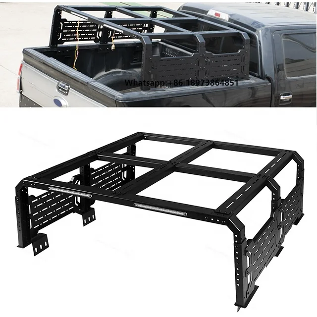 

Universal Type Roll Bar Sport Bed Rack for Pickup Trucks Steel Adjusted Anti-Roll Bar LED Light Perfect Fit Every Pickups Tacoma
