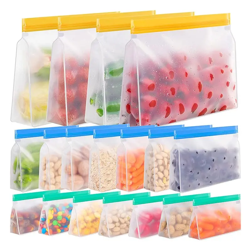 

Reusable Silicone Food Bag Freezer Stand Up Food Storage Bag PEVA Bag Leakproof Containers Kitchen Fresh Bag Wrap Ziplock Bag