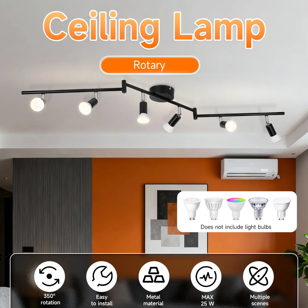 

Современная светодиодная потолочная люстра с 6 плафонами, подвесной светильник GU10 для гостиной, столовой, спальни, кухни, 85-265В