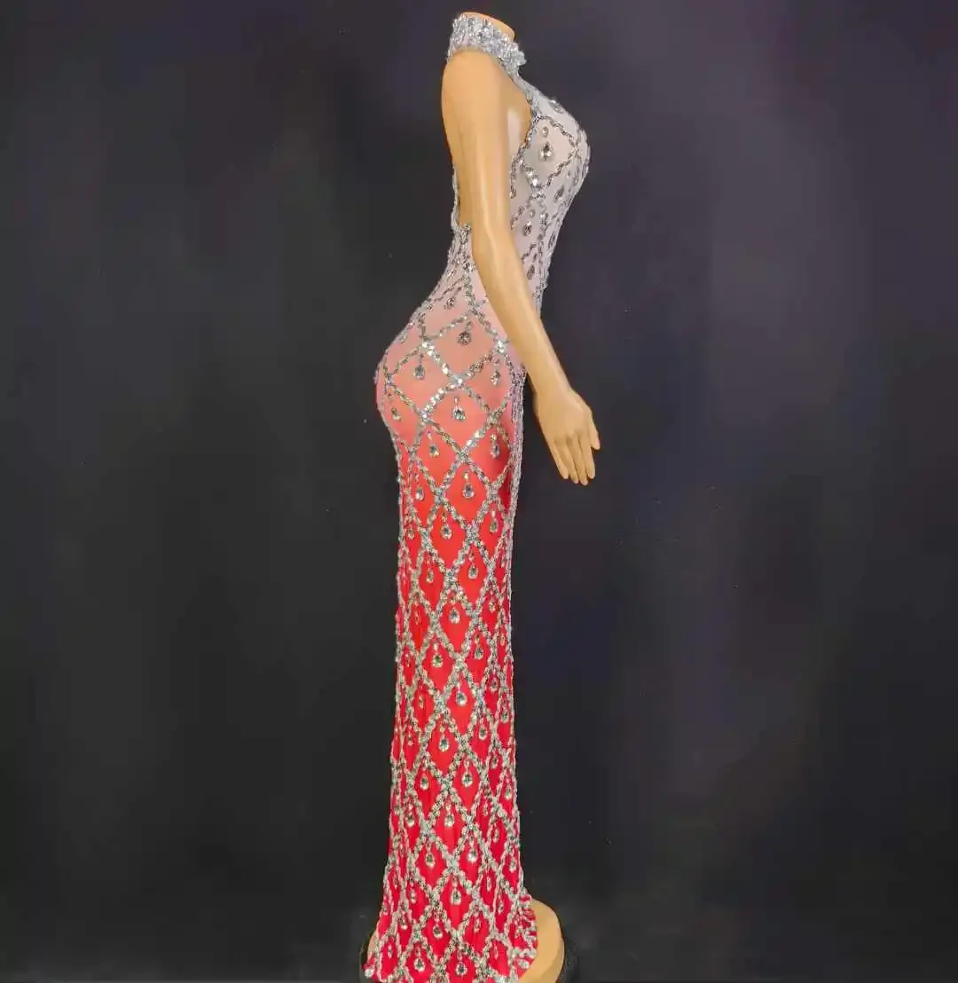 

Women Stunning Birthday Rhinestone Stretch Dress Sexy Nightclub Stage Wears