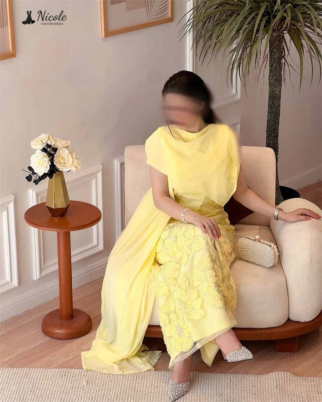 فساتين نيكول شق أنيقة للنساء لحفلات الزفاف فساتين سهرة فاخرة 2025 خط مخصص زعيم مربع حفلة موسيقية