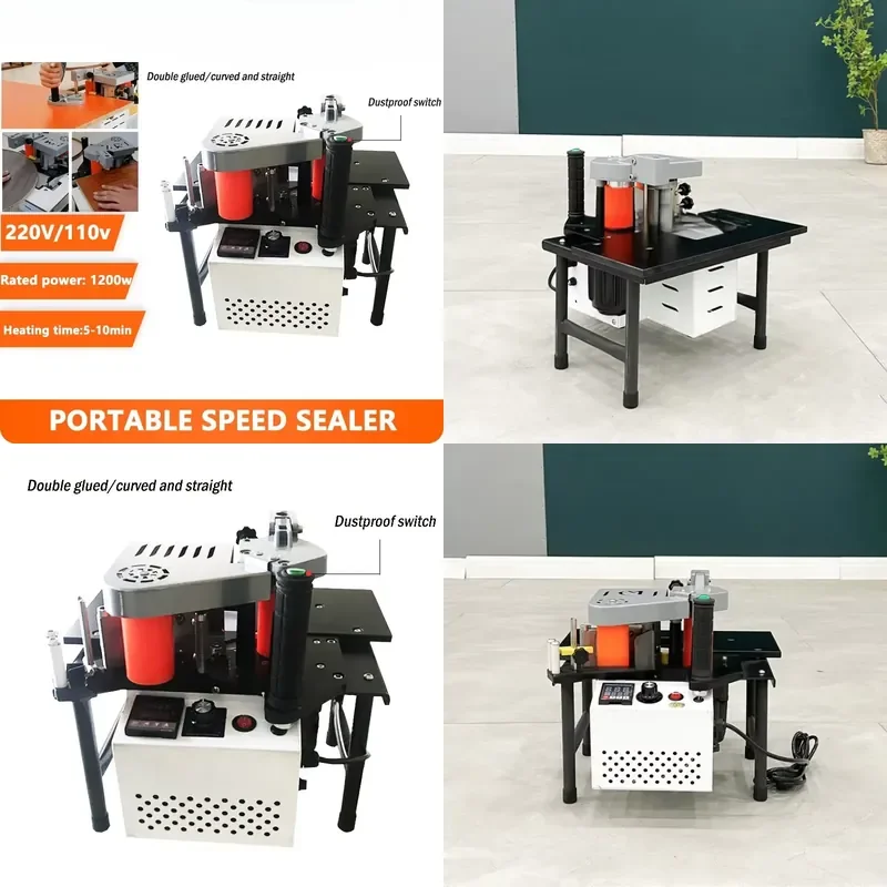 Small Mini Manual Hand Held Curve Trimming Edge Bonding Double Side Gluing Portable Edge Bander for Woodworking Machine