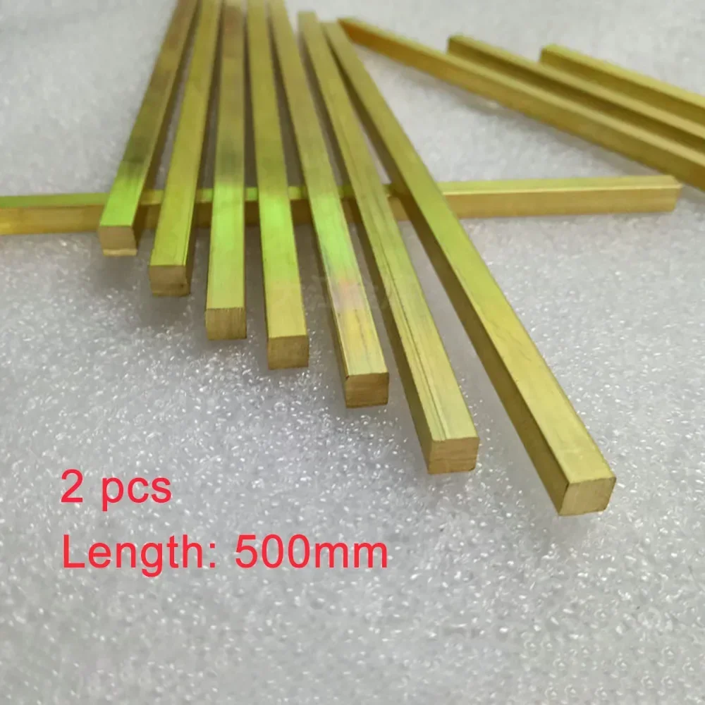 2Pcs Length 500mm Brass Square Stick Solid Thin Rod 1/1.2/1.5/2/2.5/3/4/4.5/5/5.5/6/6.5/7/8/8.5/9/9.5/10mm Small Bar Metal Cube