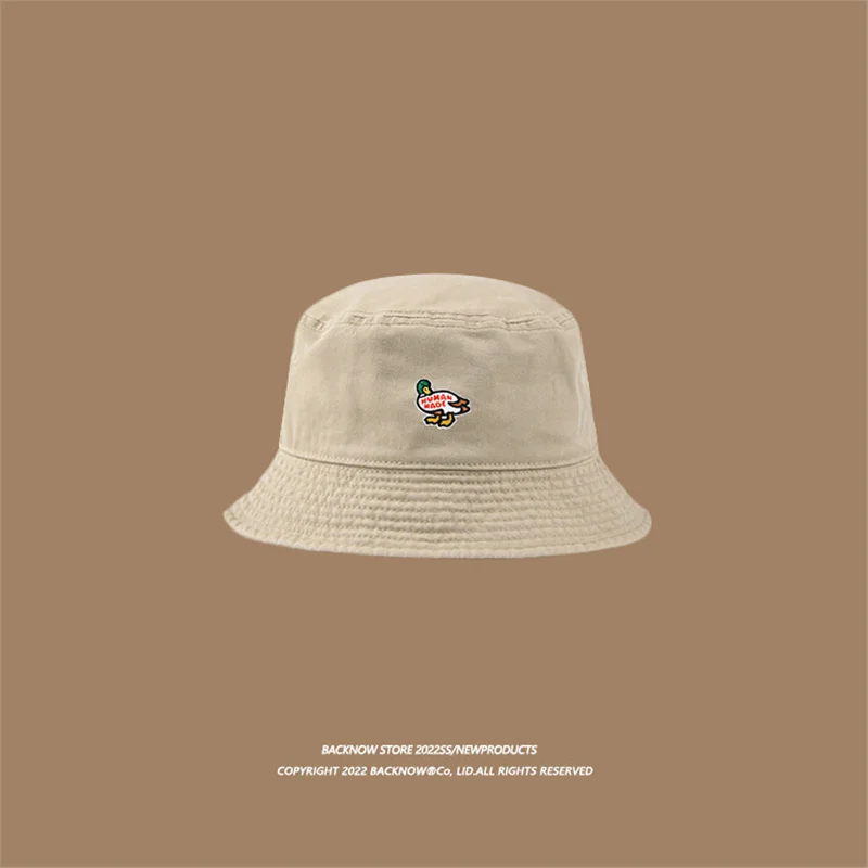 Human Made Duck Print Bucket Hat, Vintage Solid Color Soft Cap, Sun Hat for Unisex Face Slimming